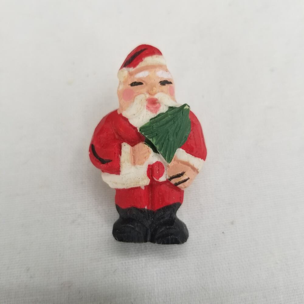 Vintage Santa Claus Pin Plastic Brooch Christmas Tree Costume Jewelry